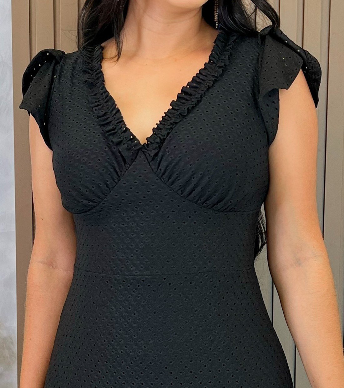 Vestido Malha de Lese Com Franzido Na Gola 3022 Vestido Malha de Lese Com Franzido Na Gola 3022