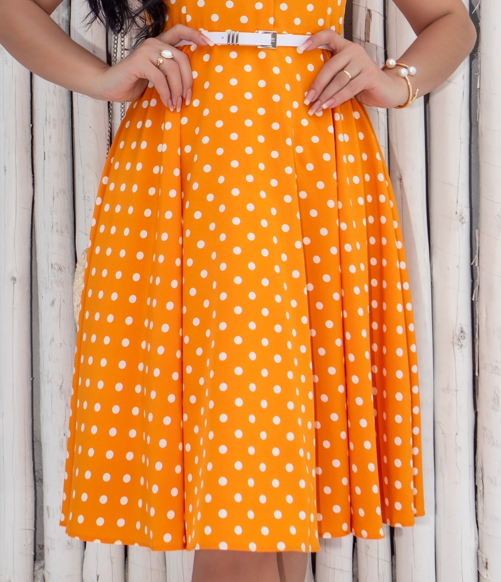 Vestido Evasê Poá Com Cinto 0418 Vestido Evasê Poá Com Cinto 0418