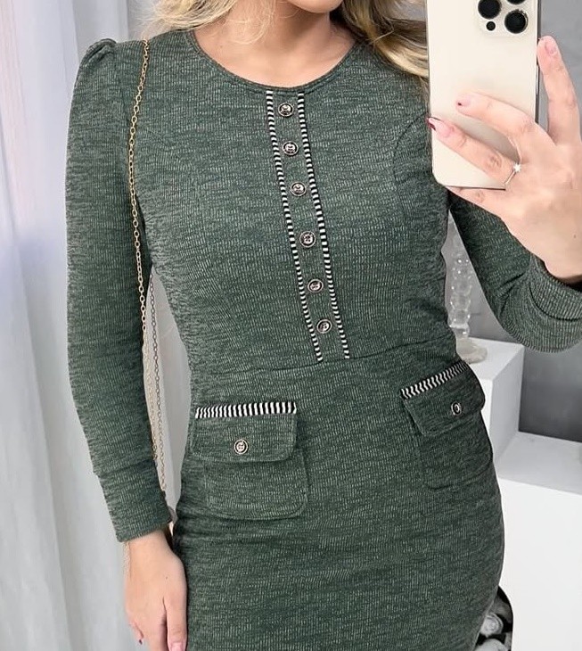 Vestido Lãzinha Mescla Manga Longa 0126 Vestido Lãzinha Mescla Manga Longa 0126