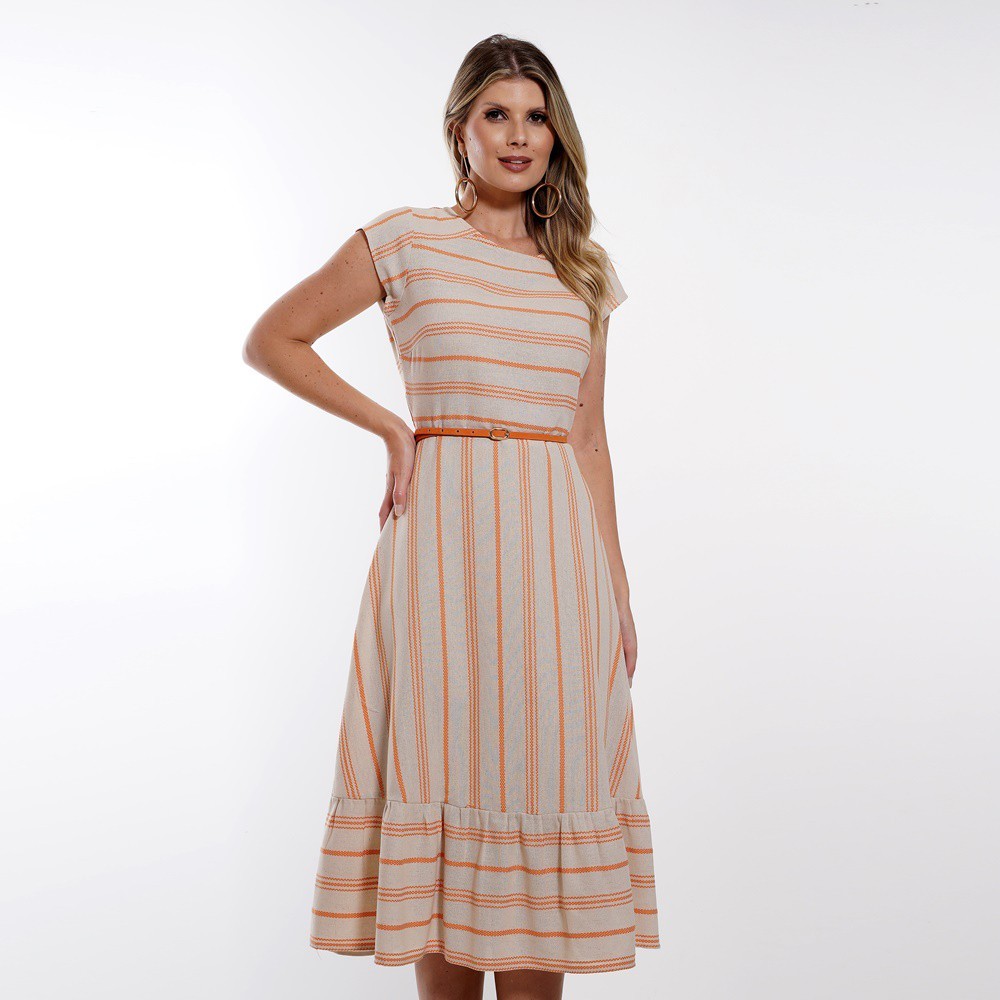 Vestido Midi Listrado 5002 Vestido Midi Listrado 5002