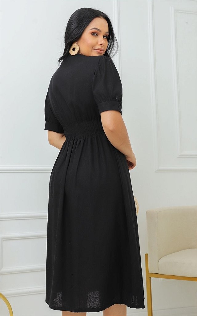 Vestido Chemise Com Botões Vestido Chemise Com Botões