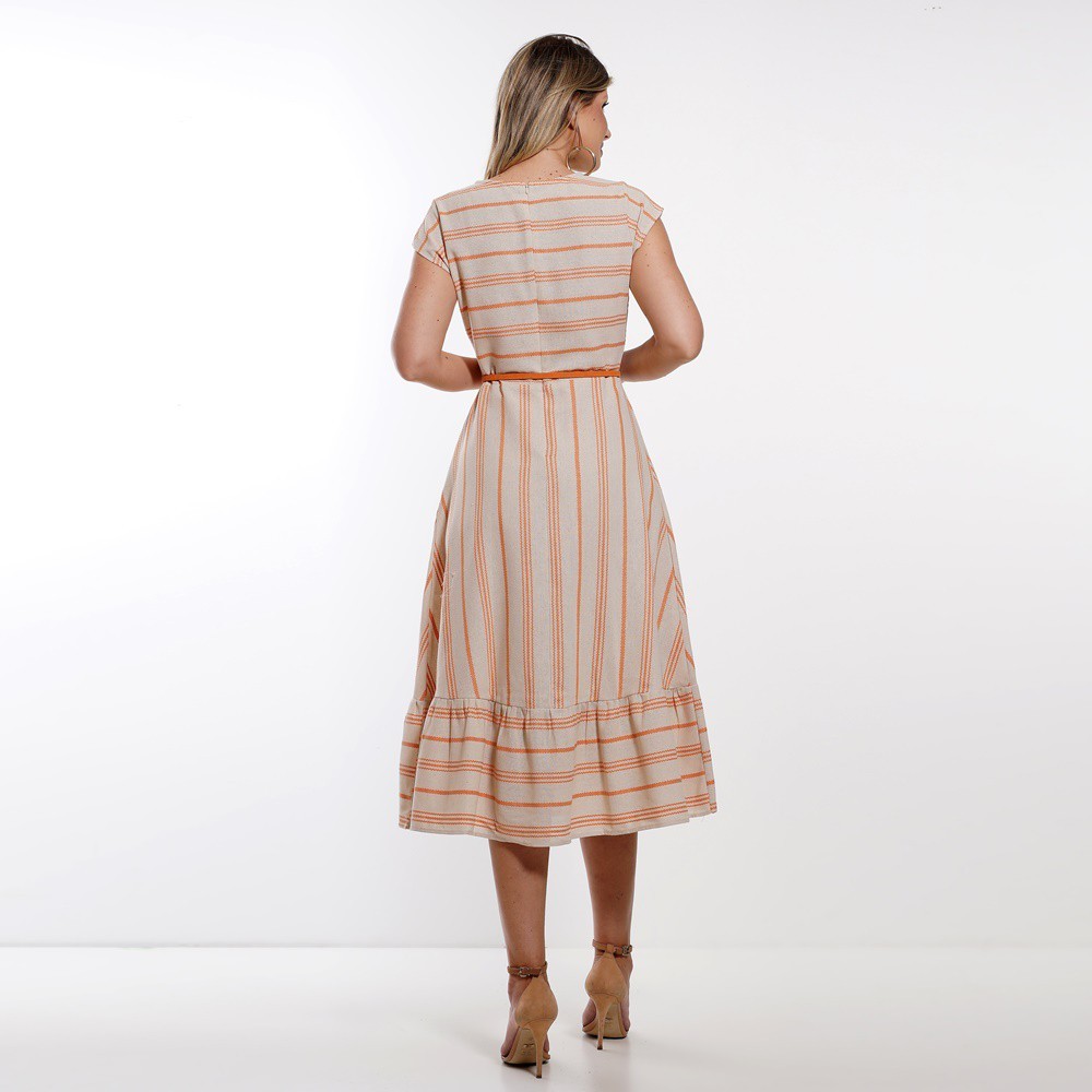 Vestido Midi Listrado 5002 Vestido Midi Listrado 5002