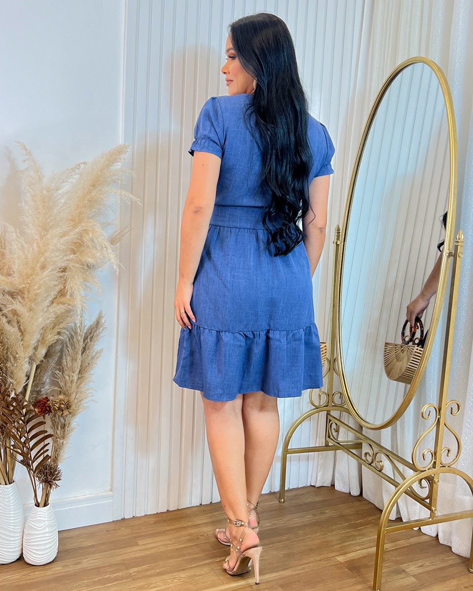 Vestido Chambray Jeans Curto 5084 Vestido Chambray Jeans Curto 5084