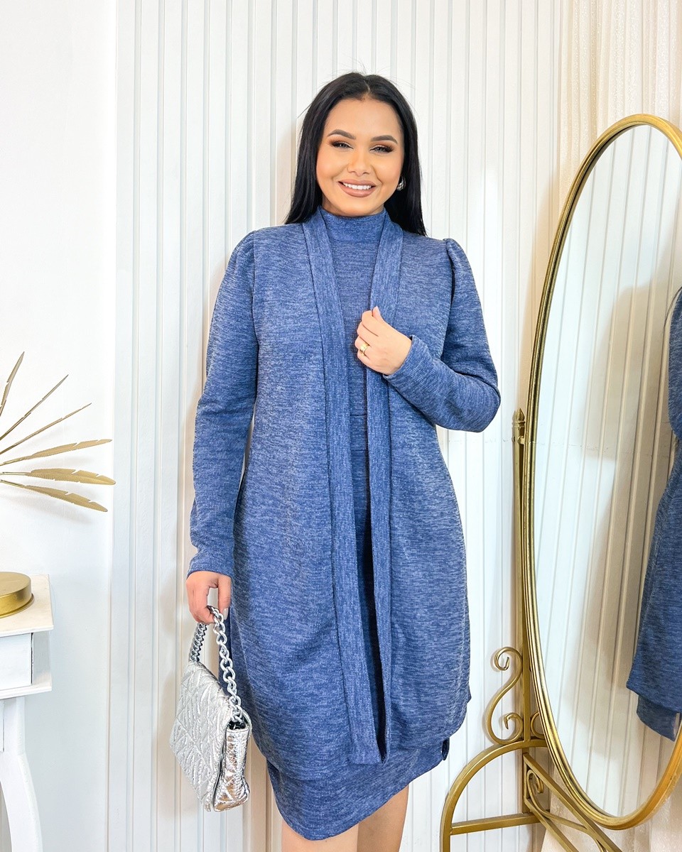 Vestido Tubinho Em Lãzinha Com Cardigan 5428 Vestido Tubinho Em Lãzinha Com Cardigan 5428
