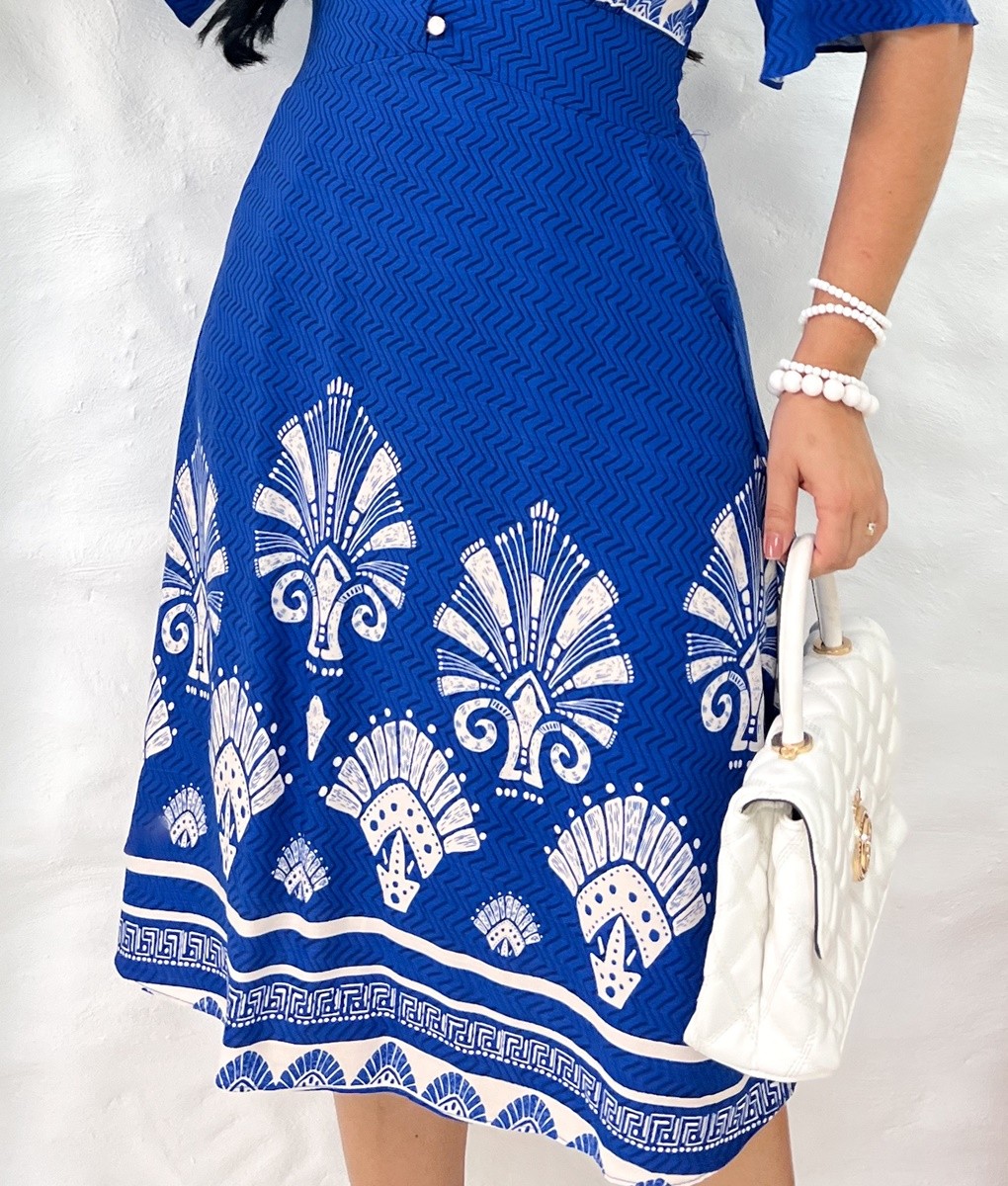 Vestido Manga Flare e Botões 3044 Vestido Manga Flare e Botões 3044