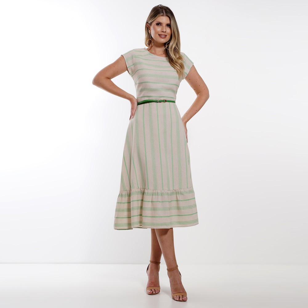 Vestido Midi Listrado 5002 Vestido Midi Listrado 5002