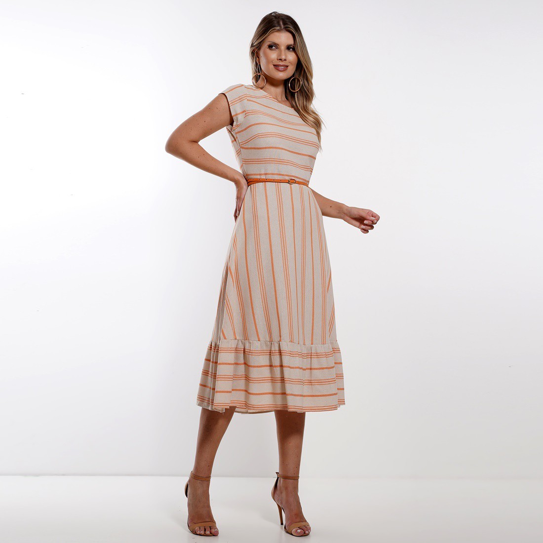 Vestido Midi Listrado 5002 Vestido Midi Listrado 5002