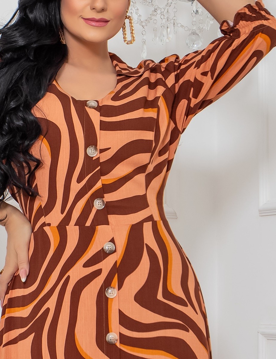 Vestido Longo Viscolinho Com Manga 3/4 2360 Vestido Longo Viscolinho Com Manga 3/4 2360