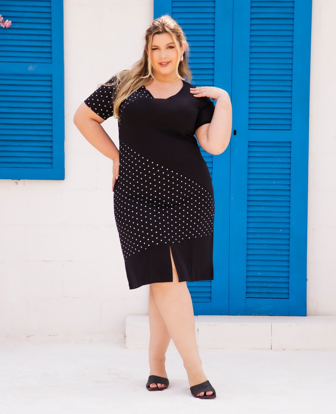 Vestido Poá Viscolycra 8490 Vestido Poá Viscolycra 8490