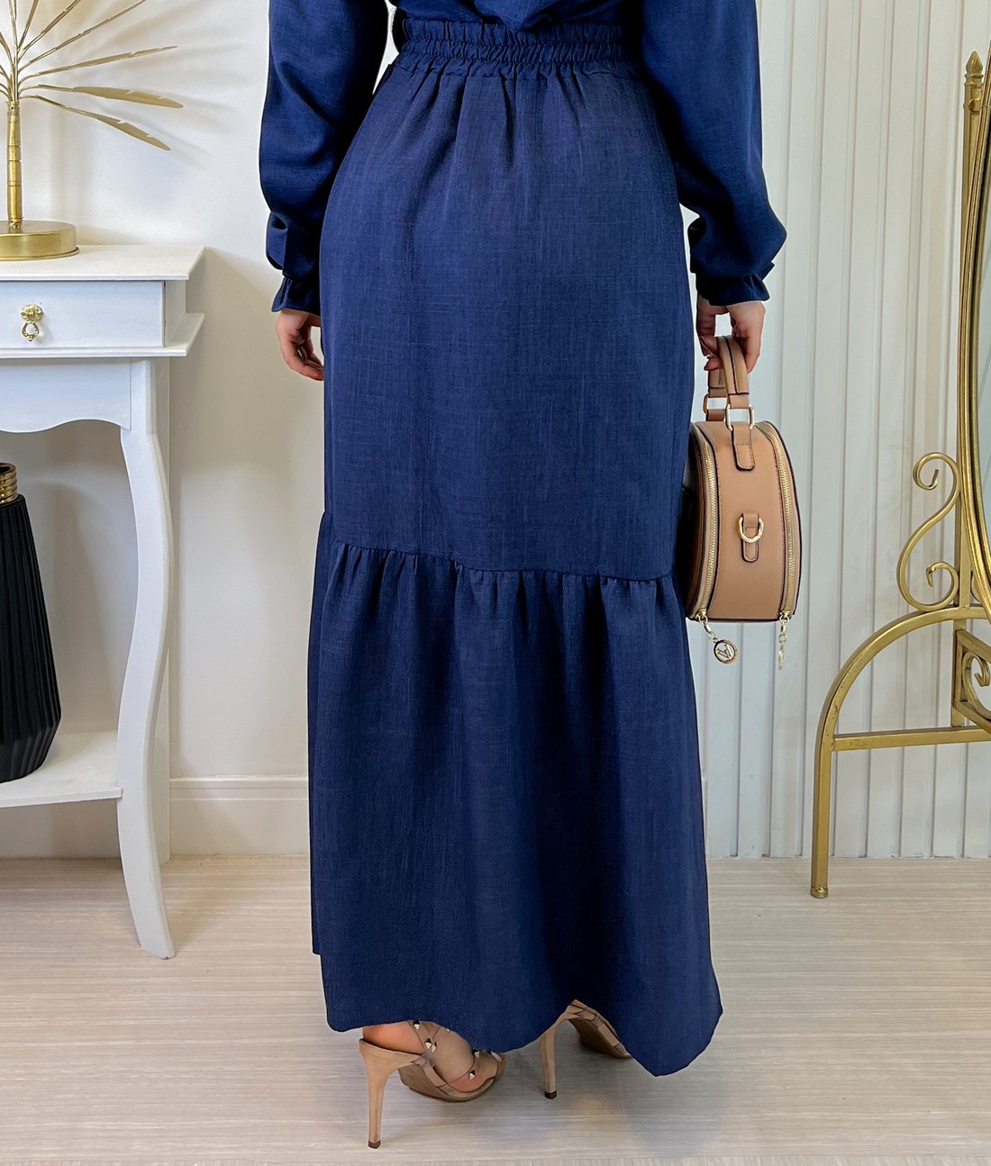 Conjunto Saia e Blusa Manga Longa Jeans 0221 Conjunto Saia e Blusa Manga Longa Jeans 0221