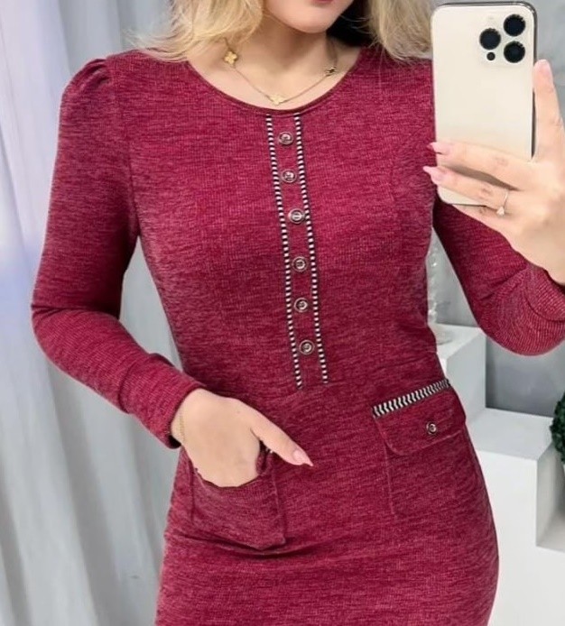 Vestido Lãzinha Mescla Manga Longa 0126 Vestido Lãzinha Mescla Manga Longa 0126