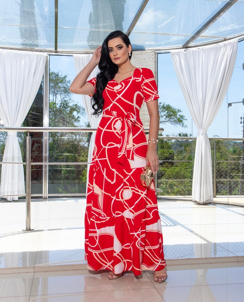 Vestido Longo Decote Coração 2372 Vestido Longo Decote Coração 2372