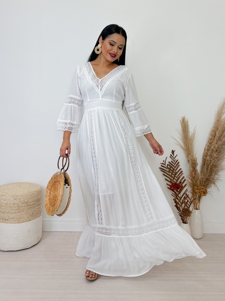 Vestido Branco Longo 3901 Vestido Branco Longo 3901
