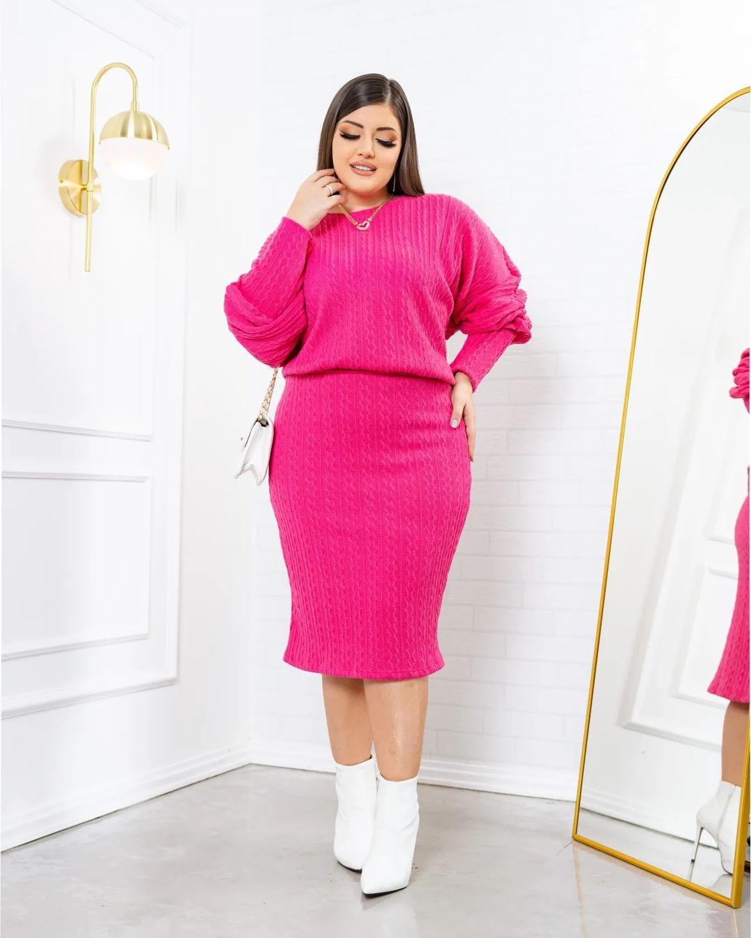 Conjunto Tricô Saia Reta e Blusa Manga Longa 0251 Conjunto Tricô Saia Reta e Blusa Manga Longa 0251