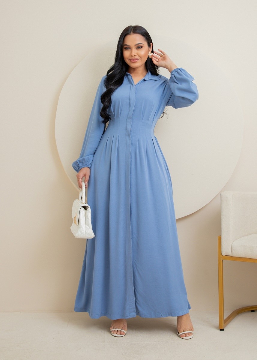 Vestido Chemise Manga Longa Com Botões 9026 Vestido Chemise Manga Longa Com Botões 9026