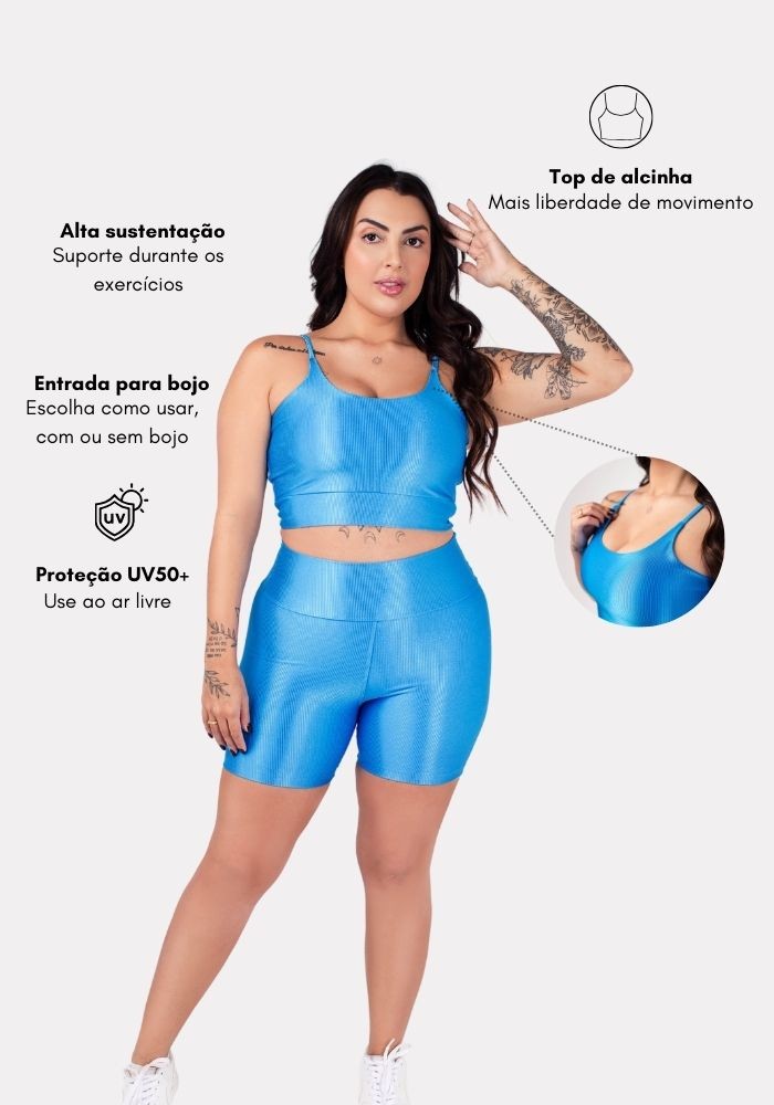 Top Alcinha cor Azul Maresia Canelado