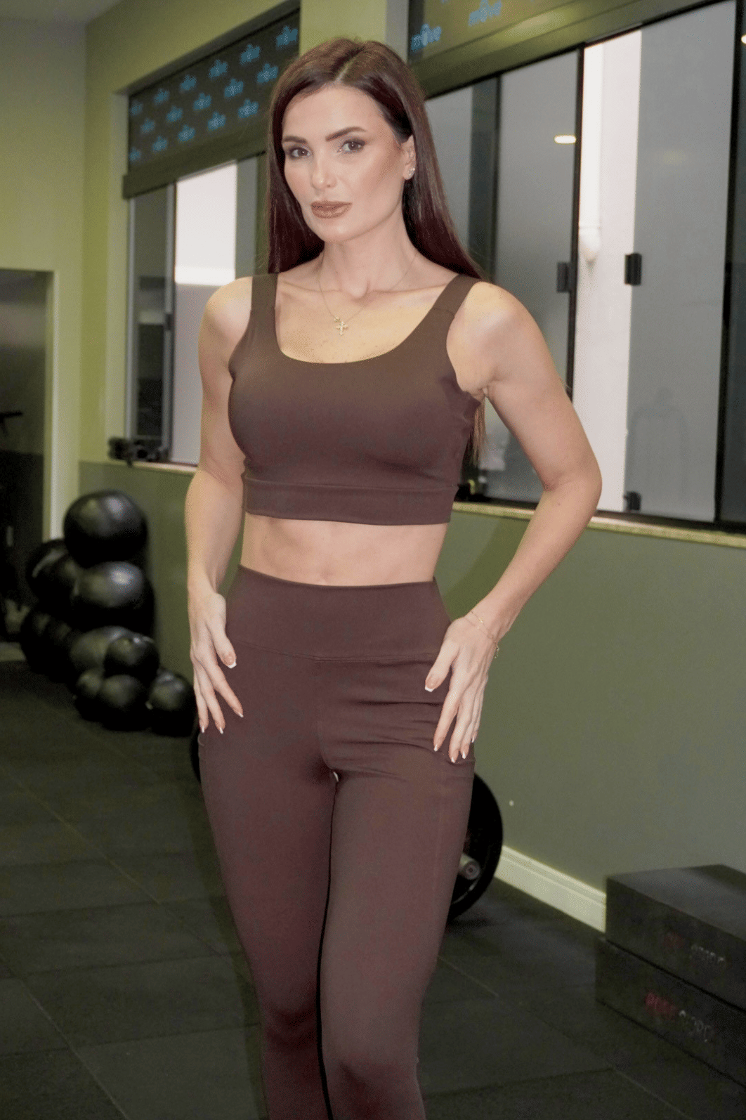 Conjunto Legging bolso Marrom Horse + Top de Alça Larga Conjunto Legging bolso Marrom Horse + Top de Alça Larga
