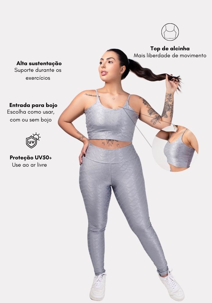 Top Alcinha cor Cinza Nevoa Canelado