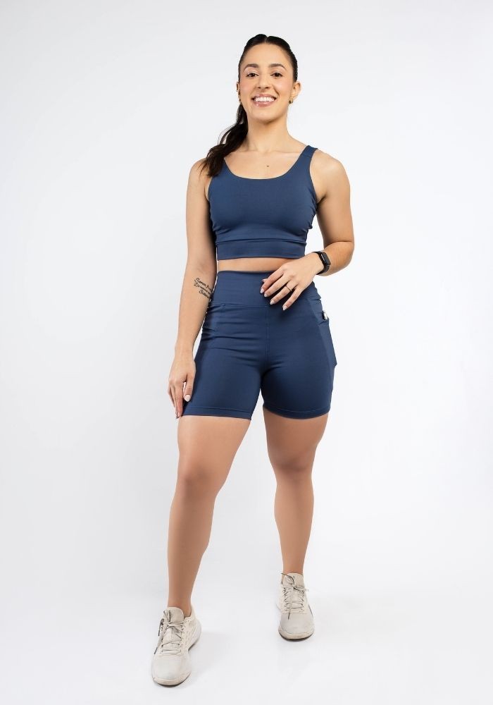 Shorts Bolso cor Azul Onix modelo Levanta Bumbum