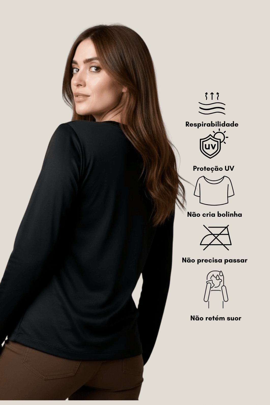 Blusa Térmica Manga Longa cor Preto