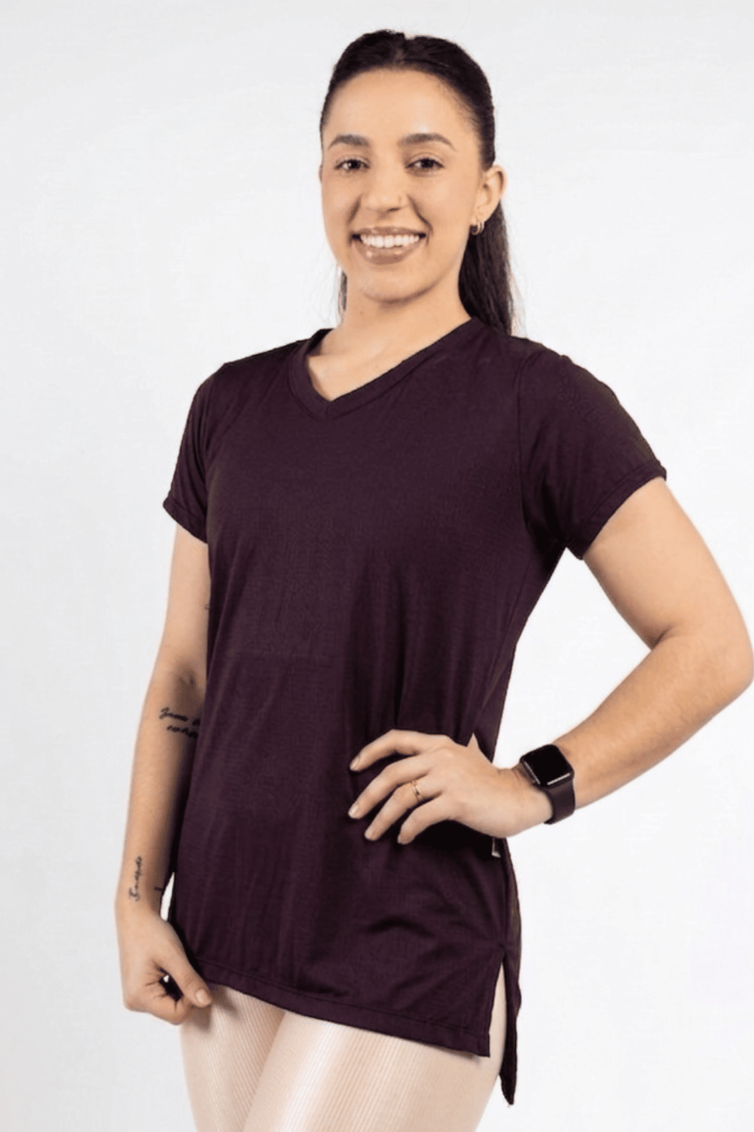 Blusa Dry Fit Longline cor Açai Blusa Dry Fit Longline cor Açai