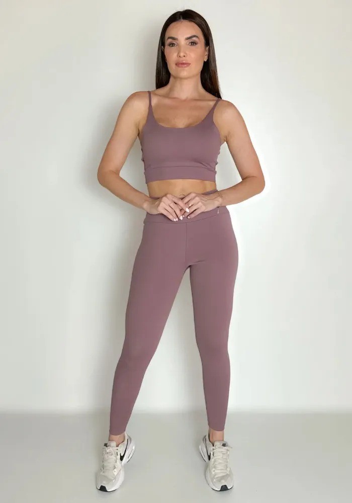 Conjunto Legging Cacau Liso + Top Alcinha
