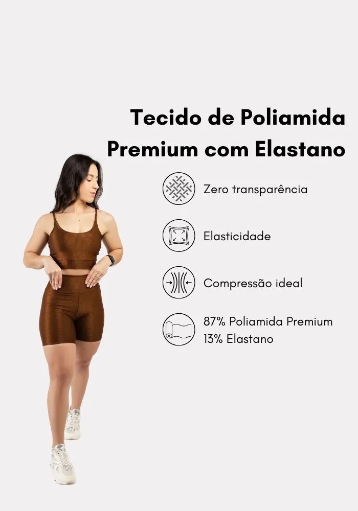 Conjunto Shorts Marrom Coffe + Top Alcinha