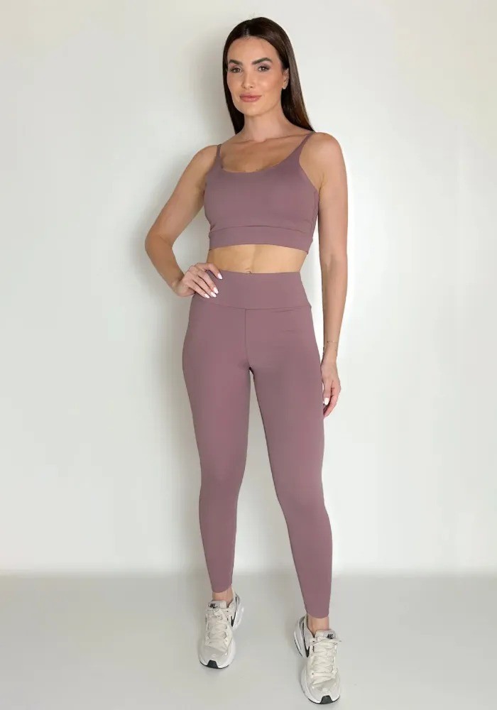 Conjunto Legging Cacau Liso + Top Alcinha