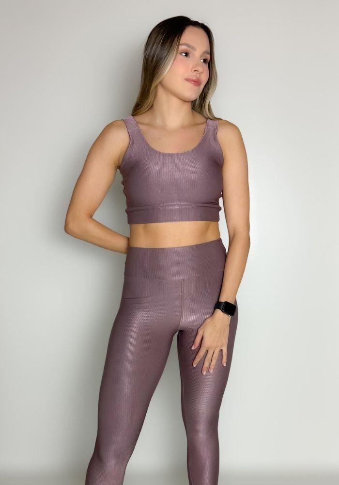 Legging Fitness Canelado cor Cacau