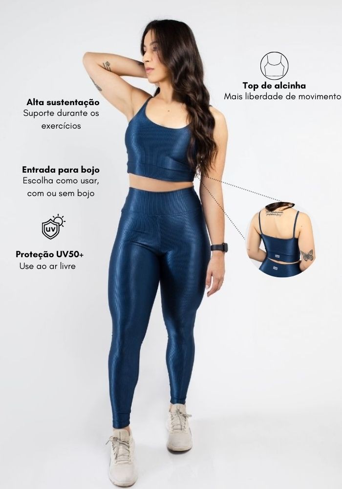Top Alcinha cor Azul Onix Canelado