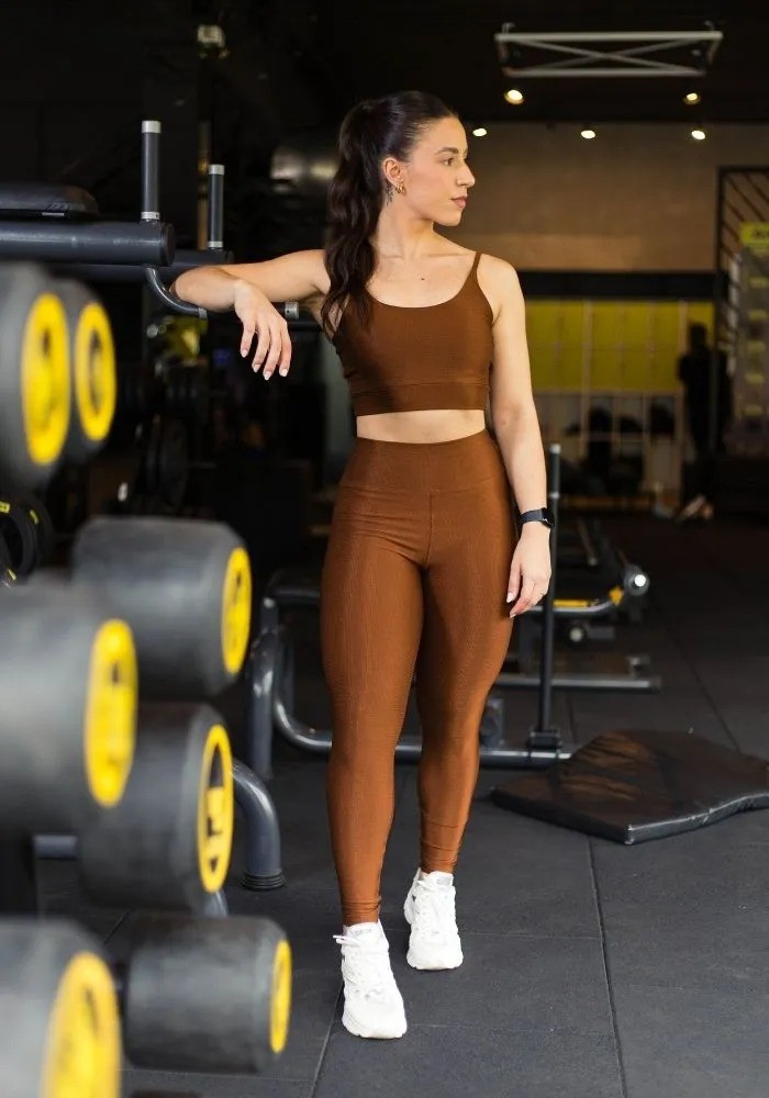 Conjunto Legging Marrom Coffe + Top Alcinha Conjunto Legging Marrom Coffe + Top Alcinha