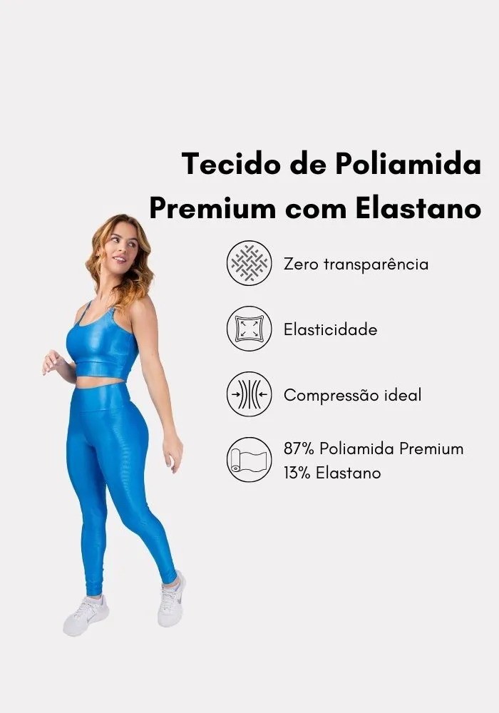 Conjunto Legging Canelado Azul Maresia + Top Alcinha Conjunto Legging Canelado Azul Maresia + Top Alcinha
