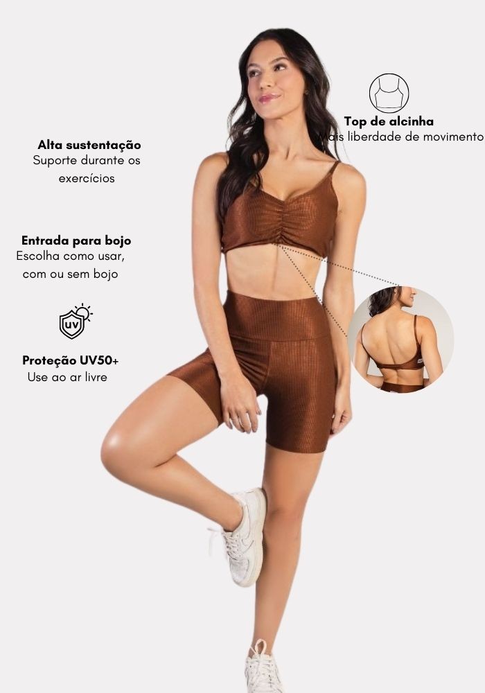 Top Franzido com Costas Aberta cor Coffee Top Franzido com Costas Aberta cor Coffee
