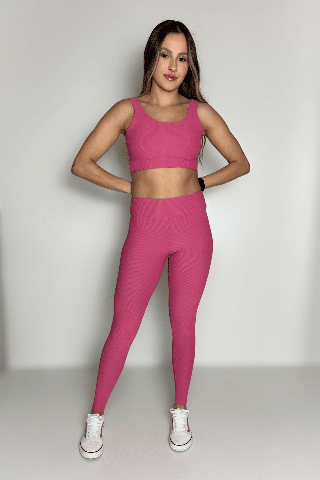 Legging Eleve cor Rosa Carmim Canelado