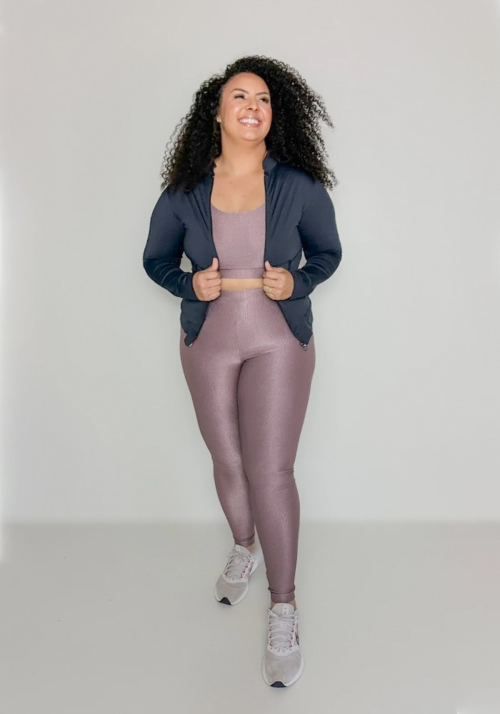 Jaqueta Dry Fit cor Preto com Ziper de Poliamida