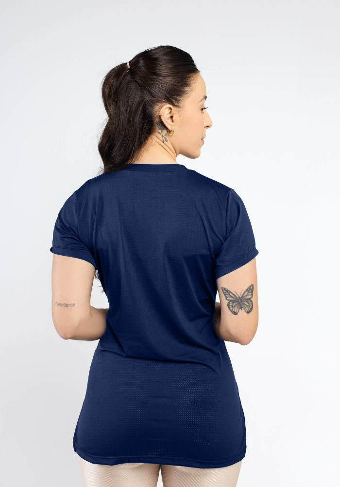 Blusa Dry Fit Longline cor Azul Marinho