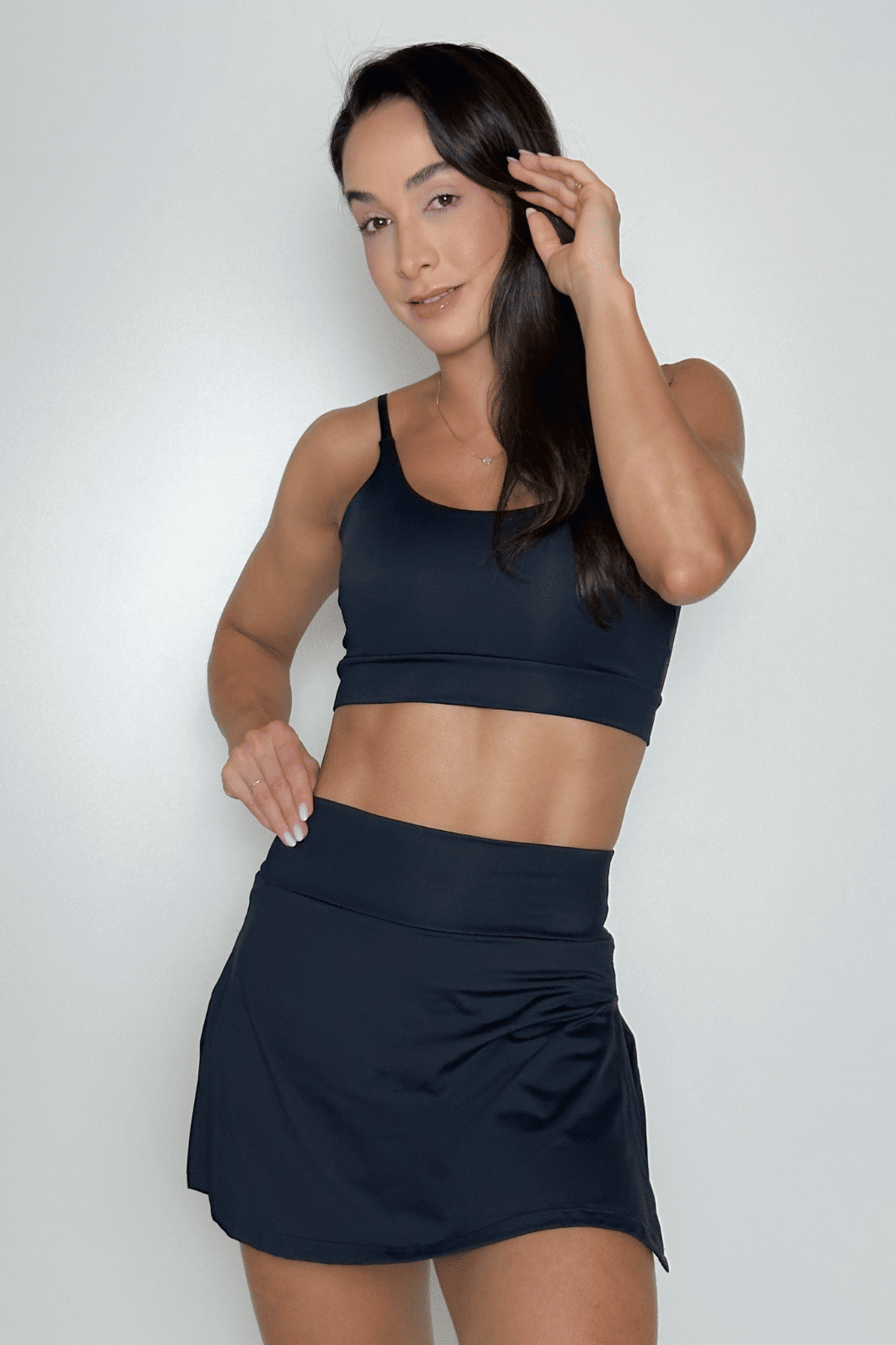 Conjunto Shorts Saia com bolso preto