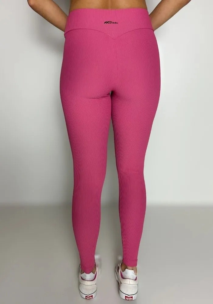 Conjunto Legging Eleve Rosa Carmim Canelado + Top com Elastico na Alça Conjunto Legging Eleve Rosa Carmim Canelado + Top com Elastico na Alça