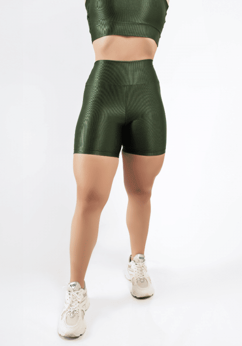 Shorts cor Verde Militar Canelado
