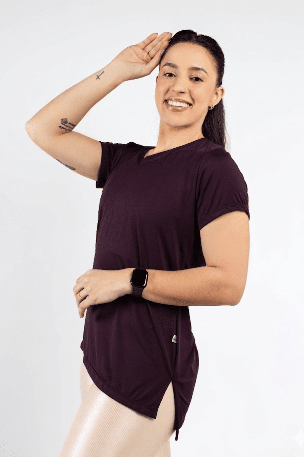 Blusa Dry Fit Longline cor Açai Blusa Dry Fit Longline cor Açai