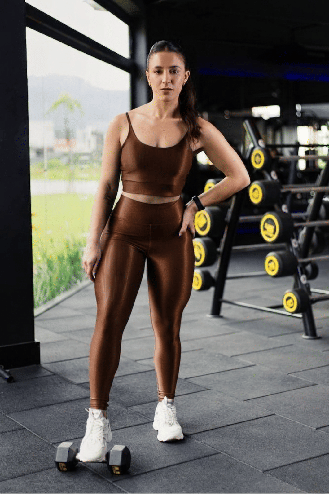 Legging Canelada cor Marrom intenso