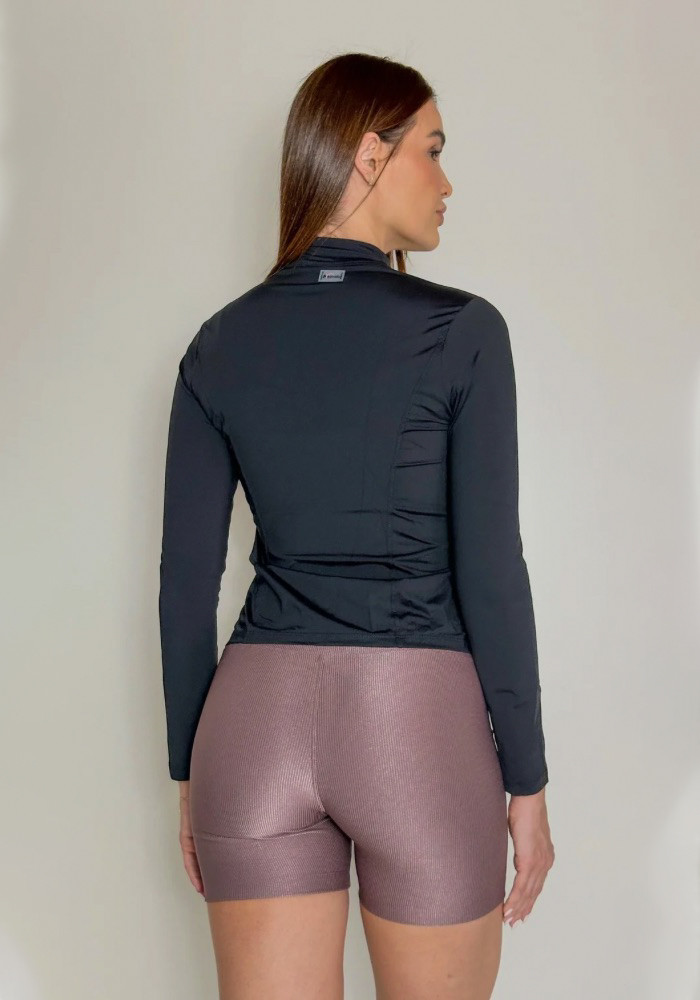 Jaqueta cor Preto Poliamida com Ziper Proteção UV