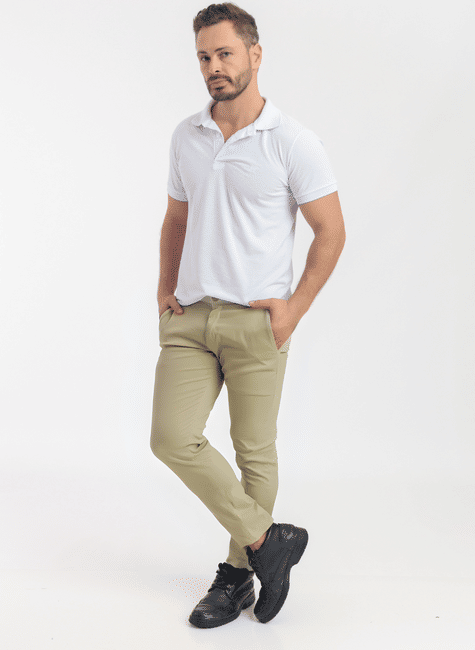 Calça Sarja Bolso Faca Masculino - CAQUI Calça Sarja Bolso Faca Masculino - CAQUI