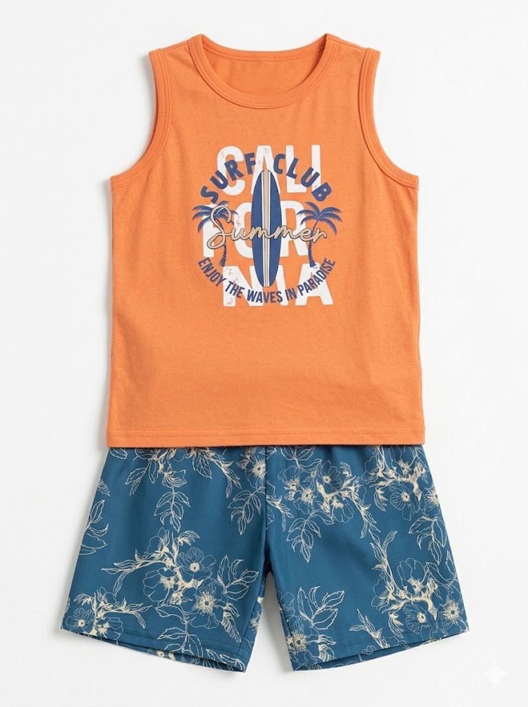 CONJ LECIMAR MAS REGATA CORAL SURF BERMUDA  TACTEL ESTAMPADA 06