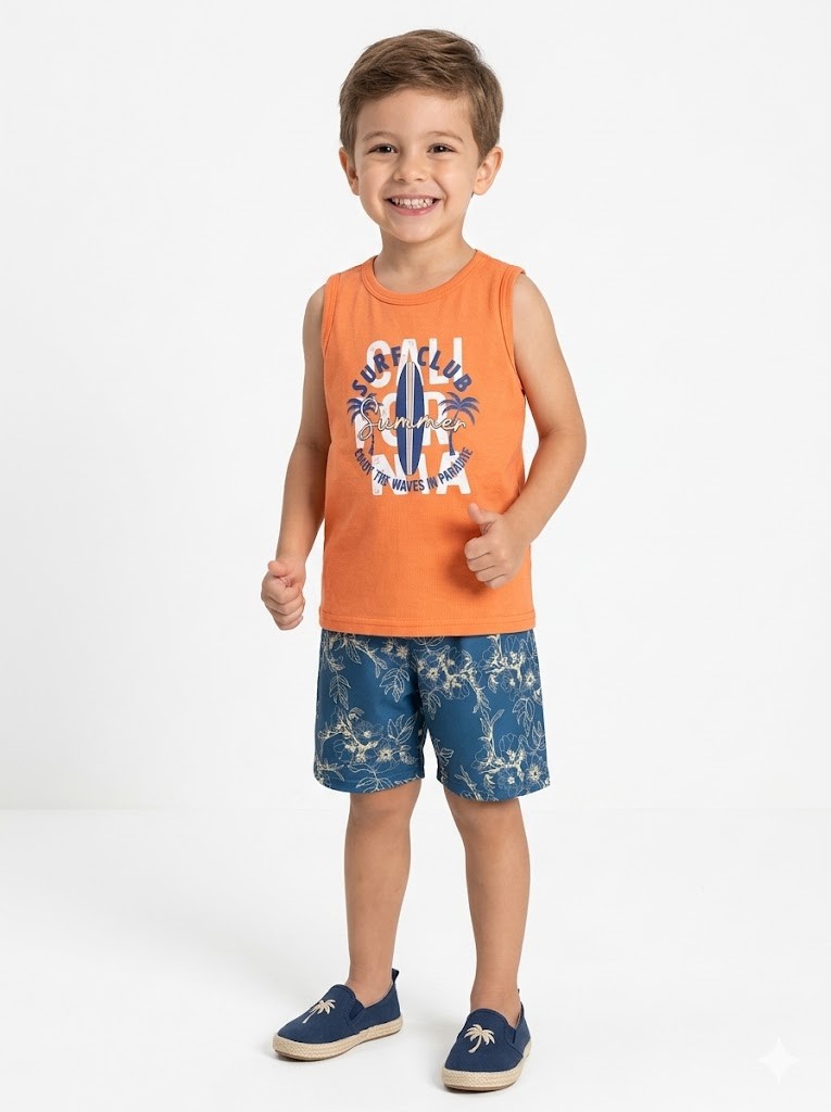 CONJ LECIMAR MAS REGATA CORAL SURF BERMUDA  TACTEL ESTAMPADA 06