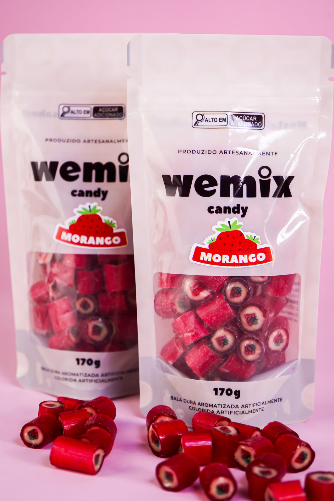 Bala Artesanal Wemix Morango 170g