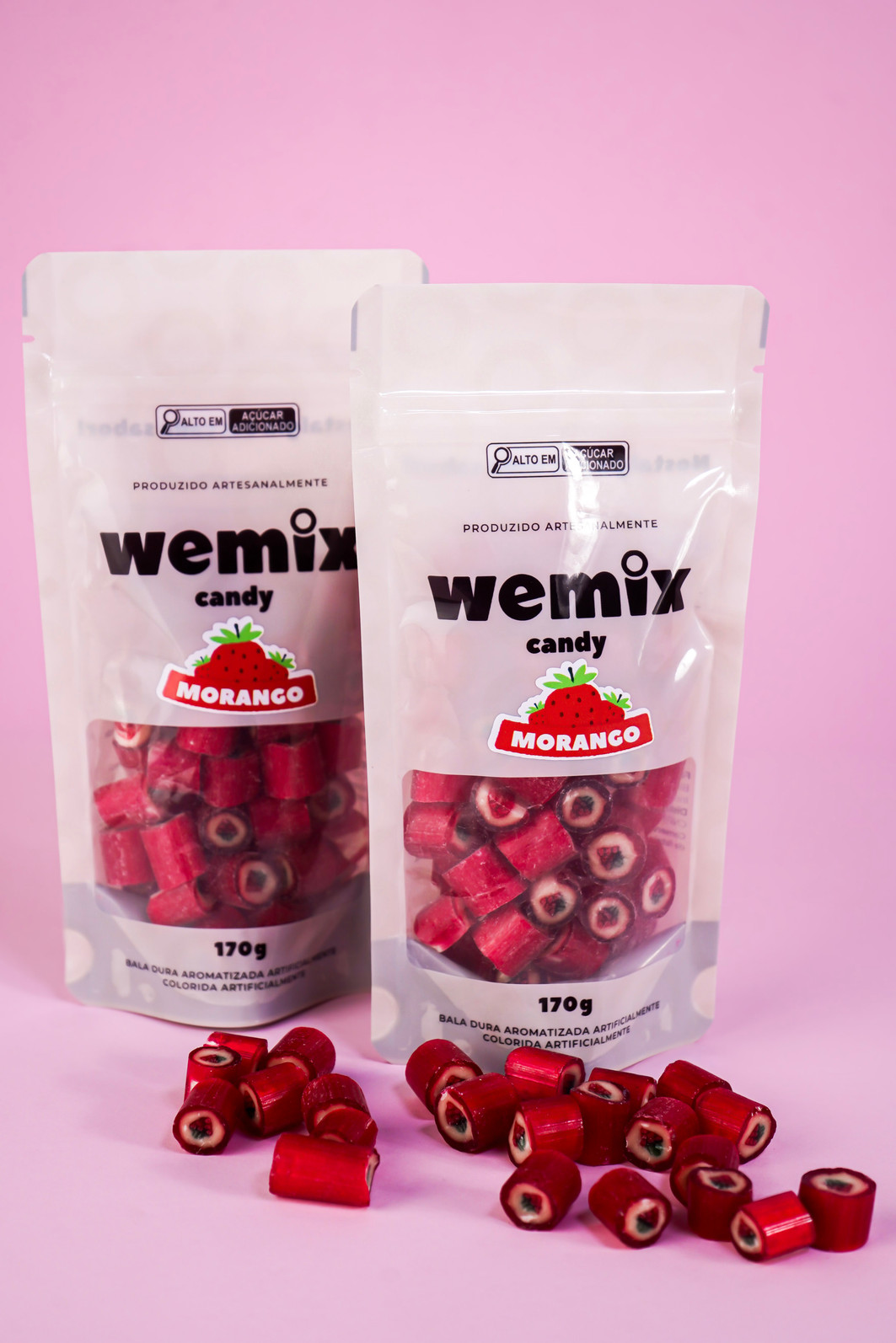 Bala Artesanal Wemix Morango 170g