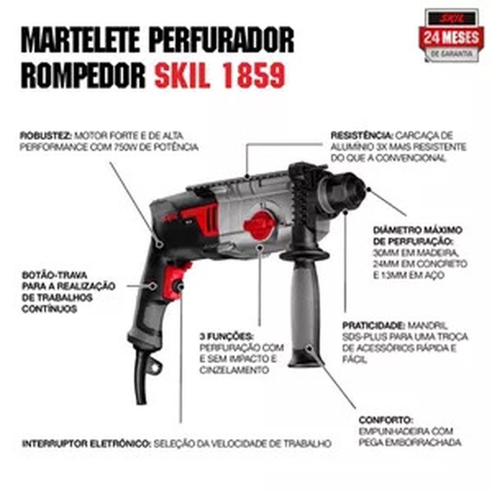 Furadeira Martelete/Rompedor 1859 Skil 750W 220V