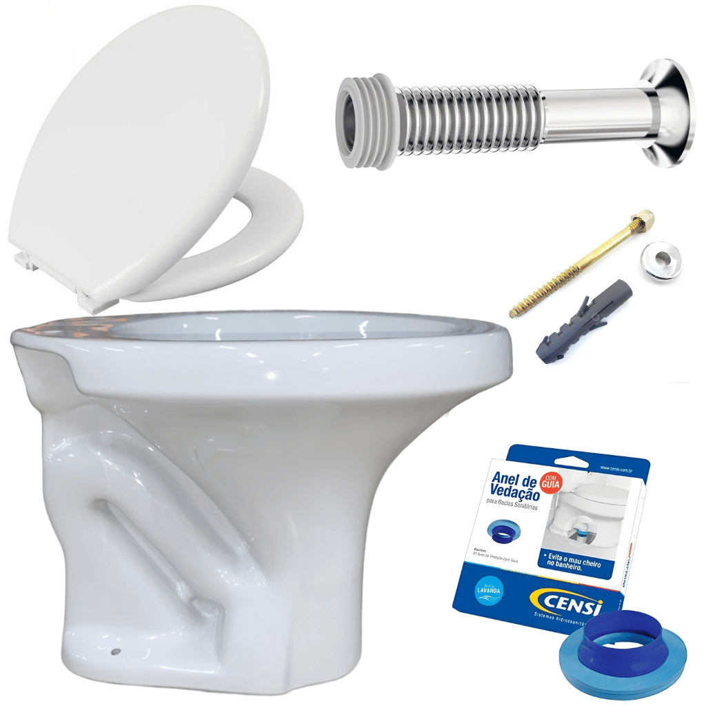 Kit Completo Vaso Sanitário Convencional Parati Branco Logasa Kit Completo Vaso Sanitário Convencional Parati Branco Logasa