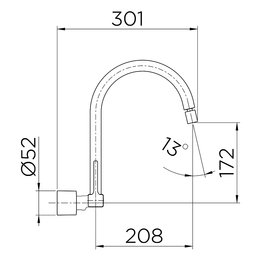 Misturador Para Cozinha De Parede Bica Alta Docol Quad 07092006